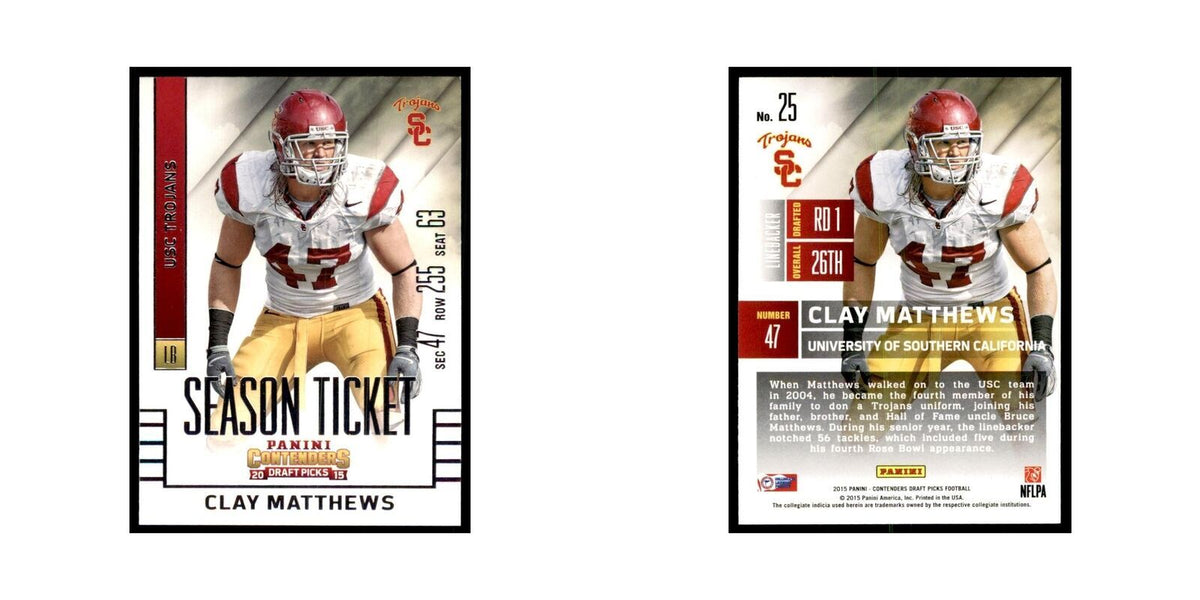 Clay Matthews 2015 Panini Contenders Draft Picks #25 Football Cards NM