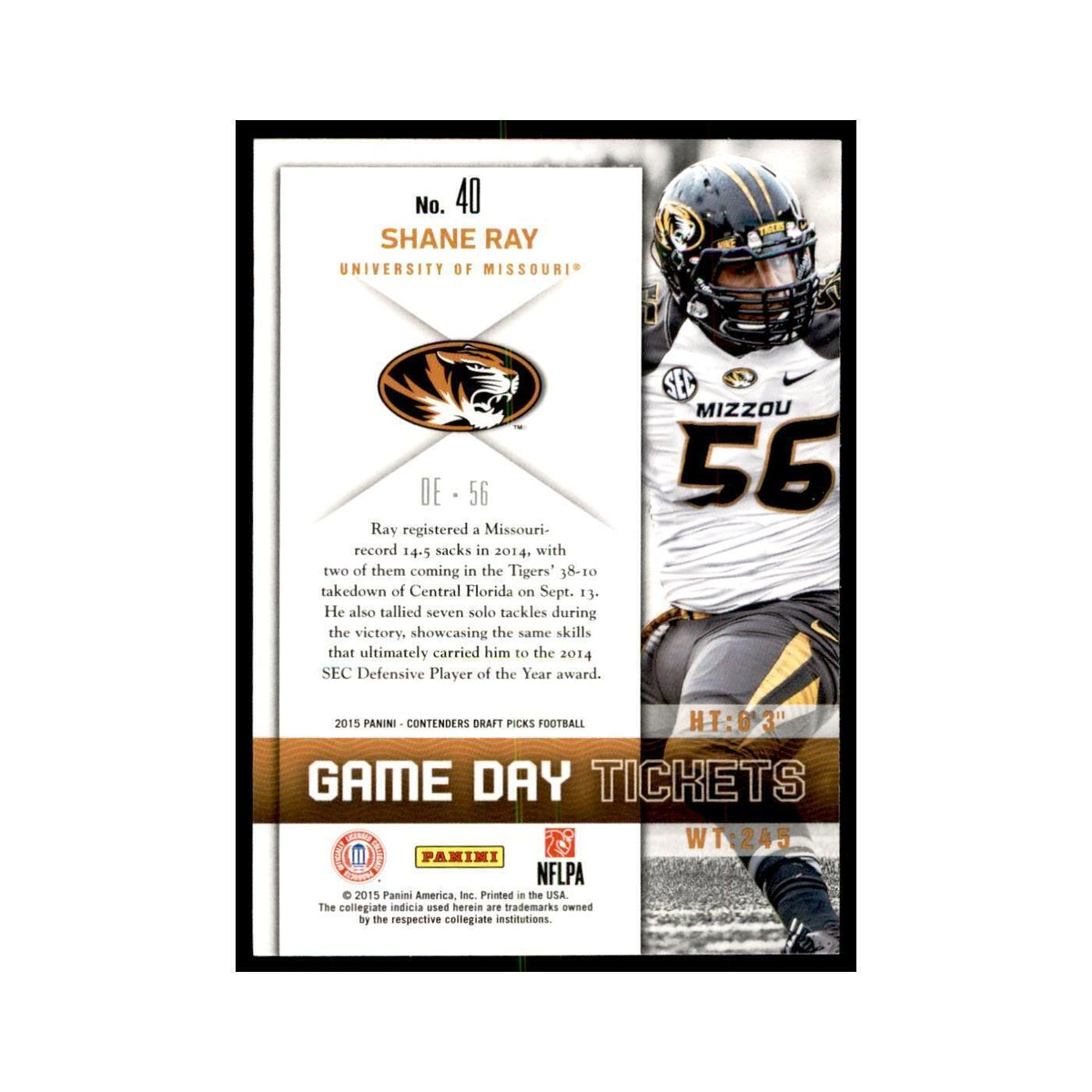 Shane Ray 2015 Panini Contenders Draft Picks #40 Football Cards Football Card NM