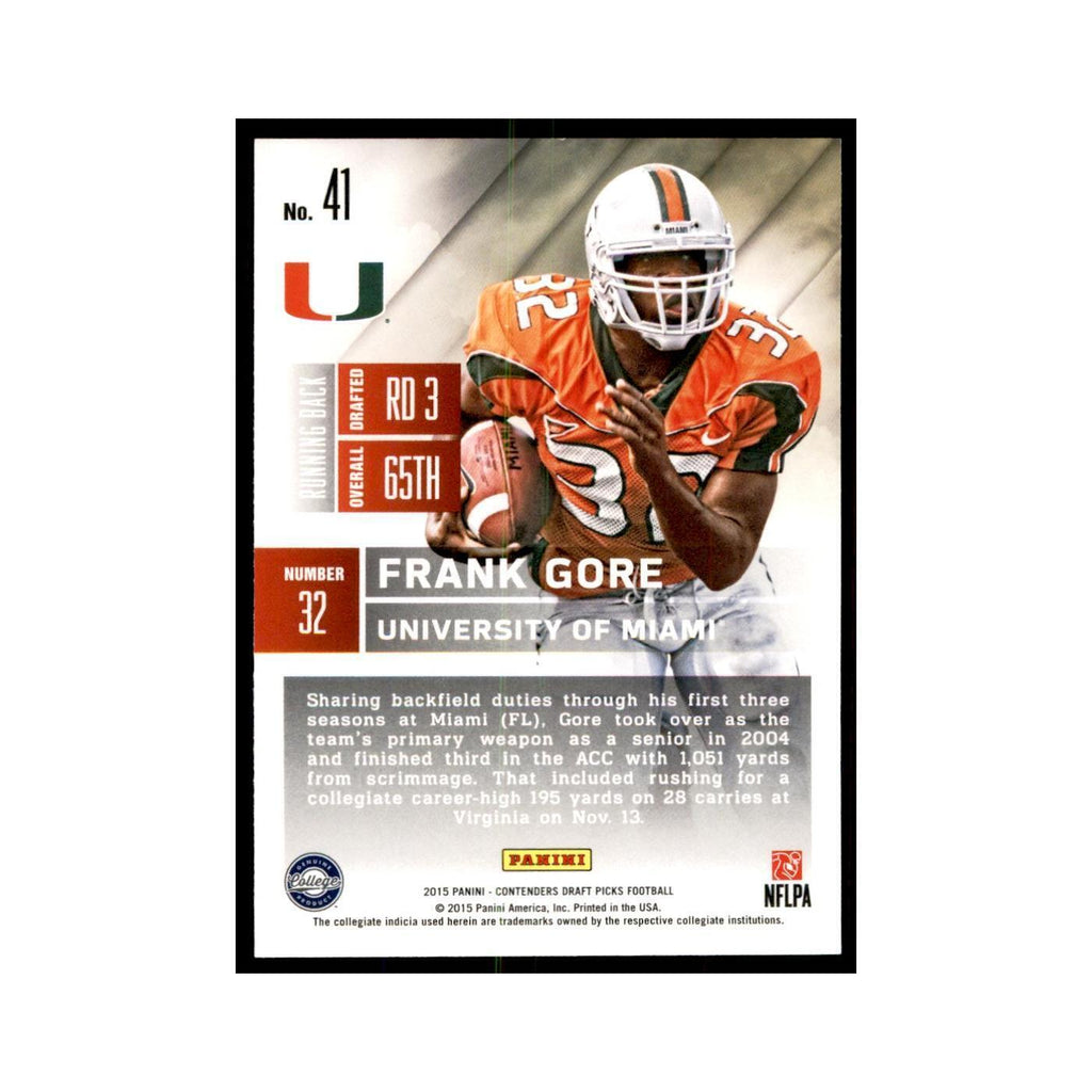 Frank Gore 2015 Panini Contenders Draft Picks #41 Football Cards NM