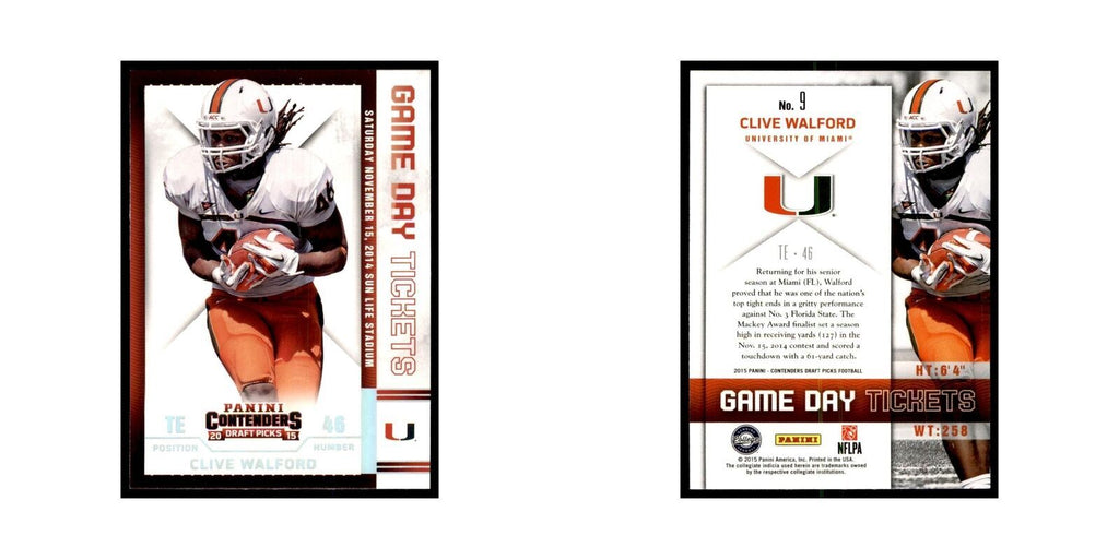 Clive Walford 2015 Panini Contenders Draft Picks #9 Football Cards NM