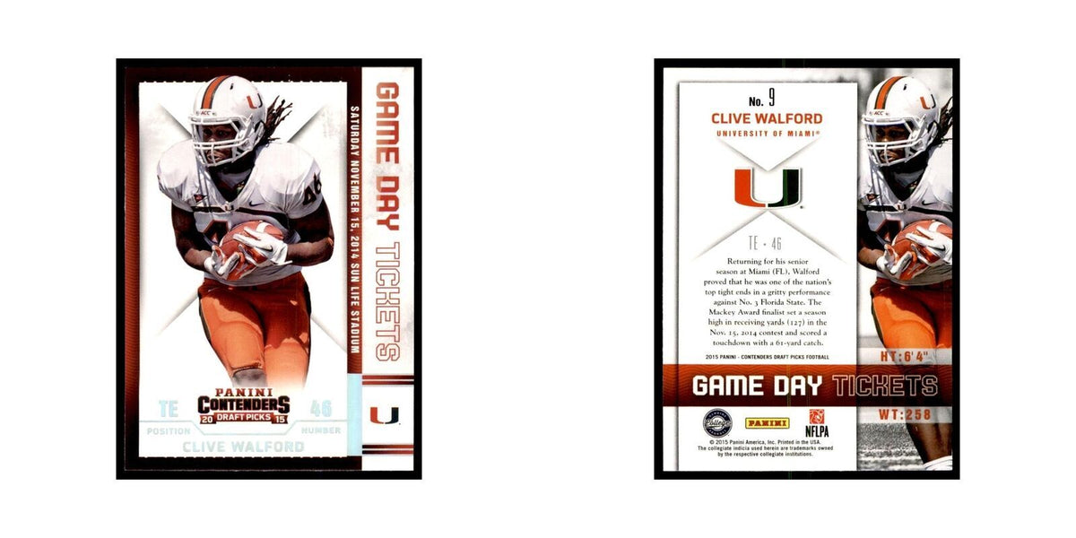 Clive Walford 2015 Panini Contenders Draft Picks #9 Football Cards NM