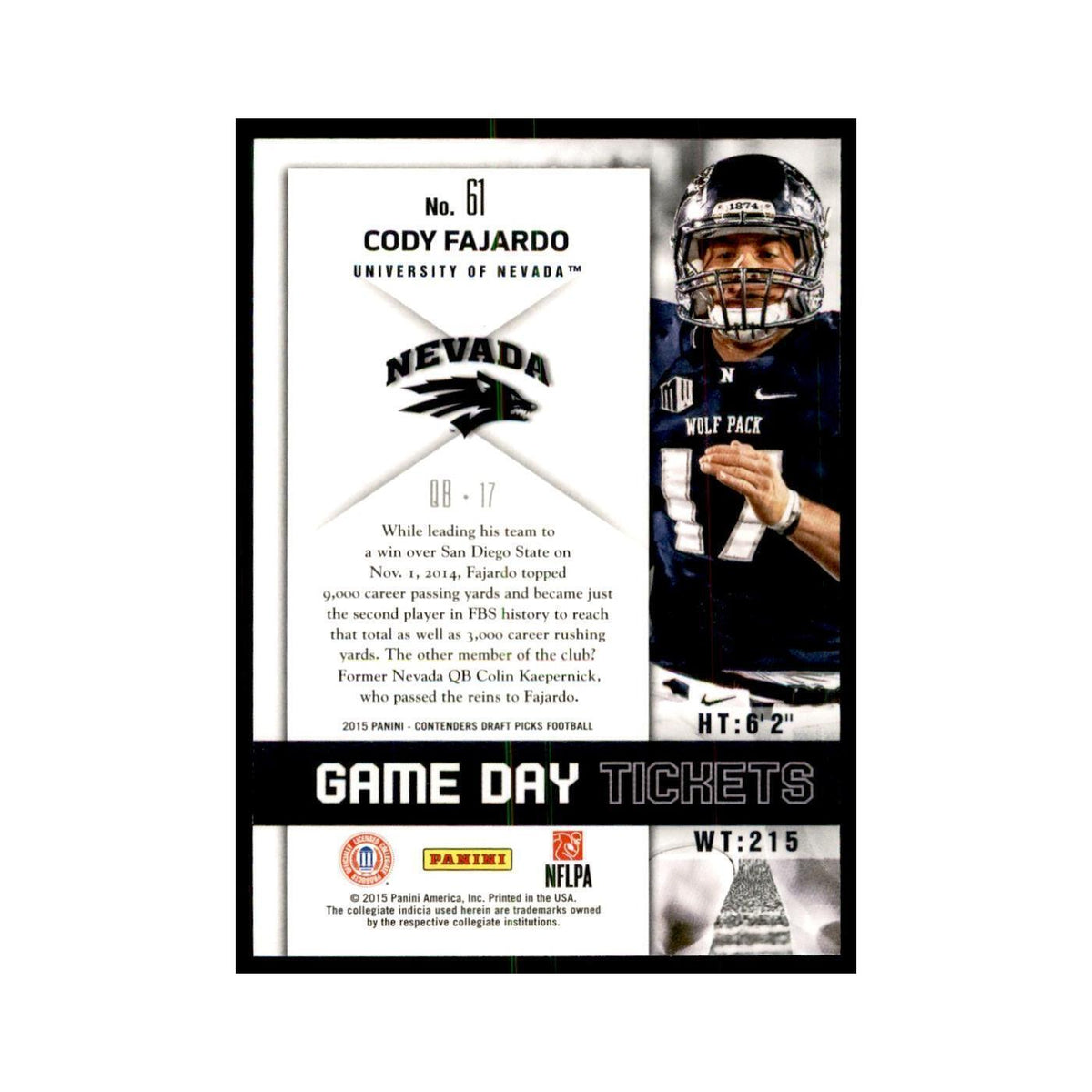 Cody Fajardo 2015 Panini Contenders Draft Picks #61 Football Cards NM