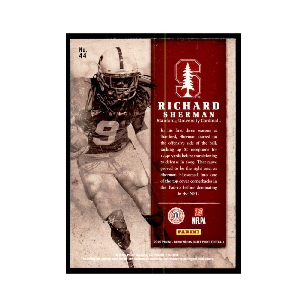 Richard Sherman 2015 Panini Contenders Draft Picks #44 Football Cards NM