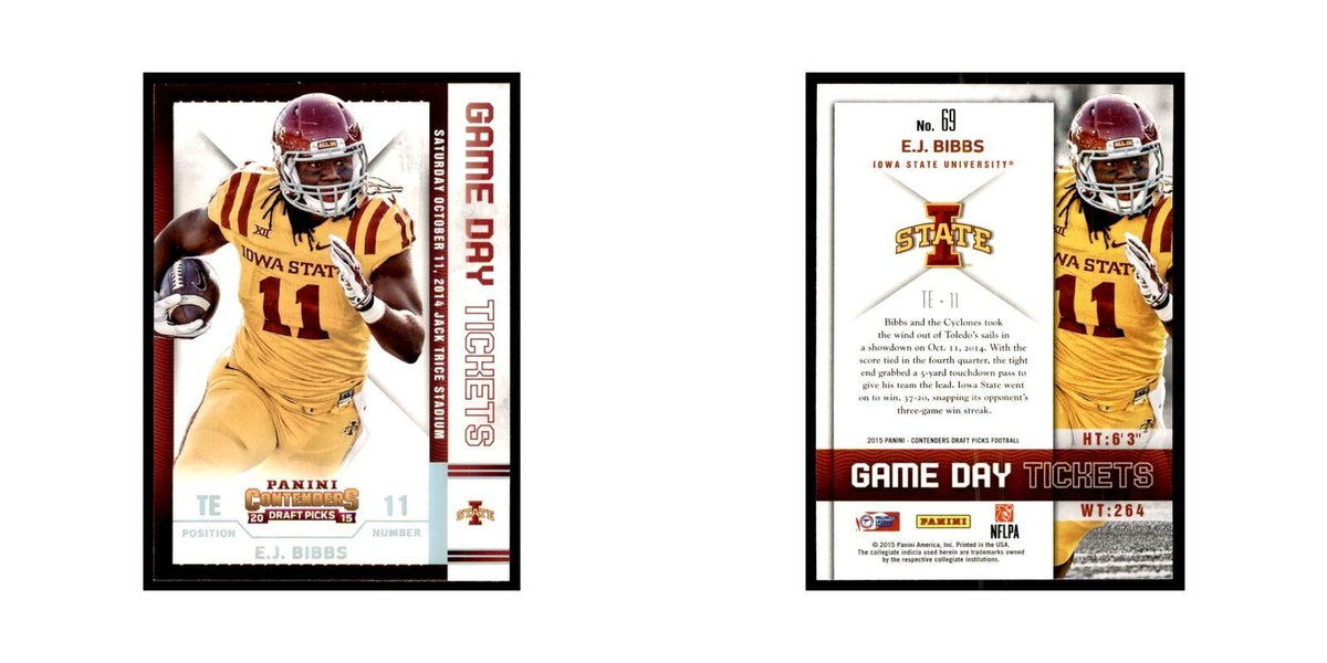 E.J. Bibbs 2015 Panini Contenders Draft Picks #69 Football Cards NM