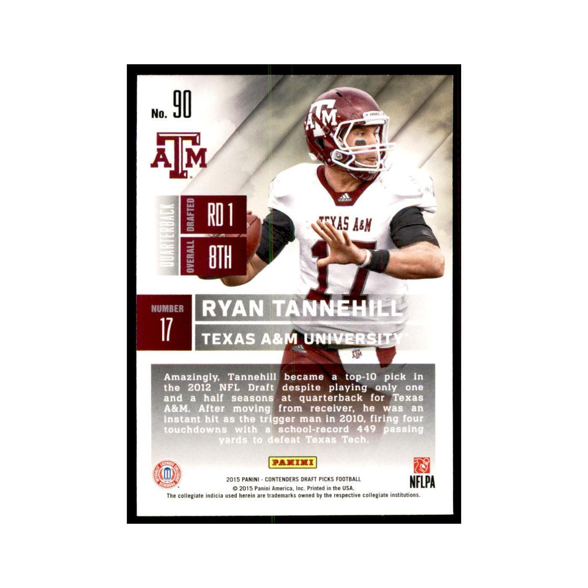 Ryan Tannehill 2015 Panini Contenders Draft Picks #90 Football Cards NM