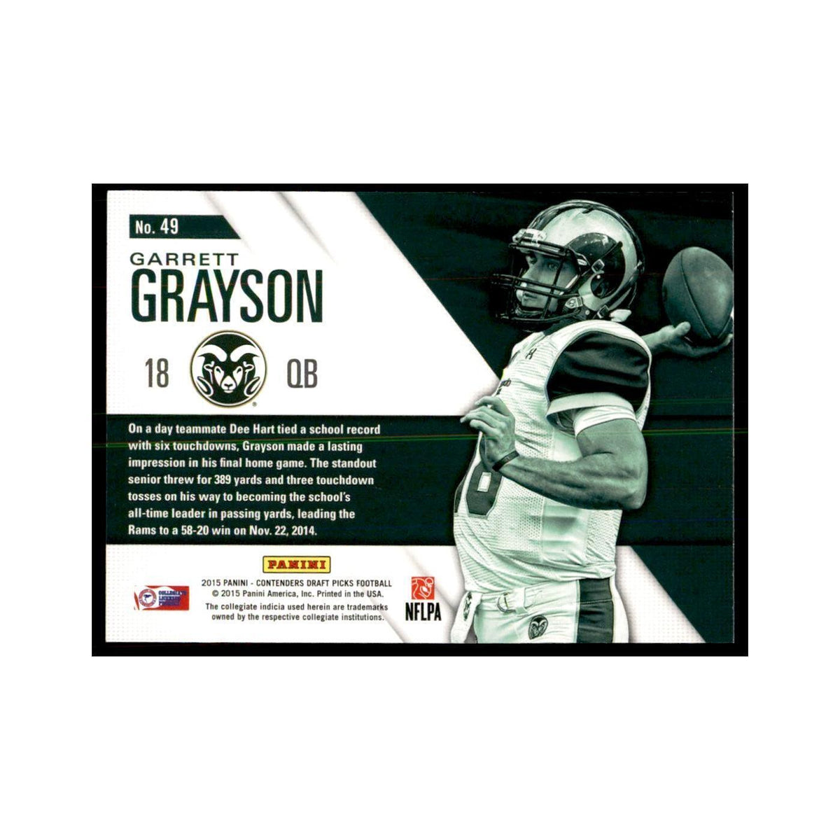 Garrett Grayson 2015 Panini Contenders Draft Picks #49 Football Cards NM