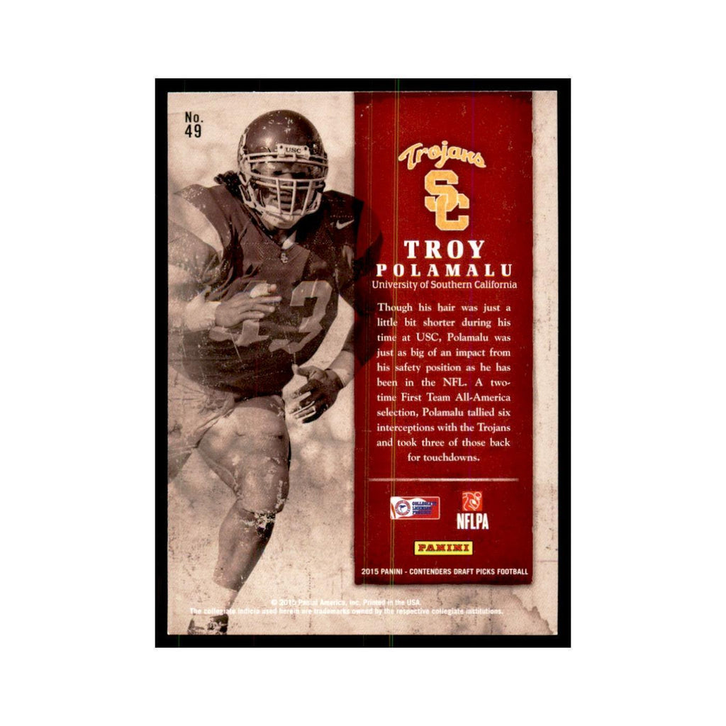Troy Polamalu 2015 Panini Contenders Draft Picks #49 Football Cards NM