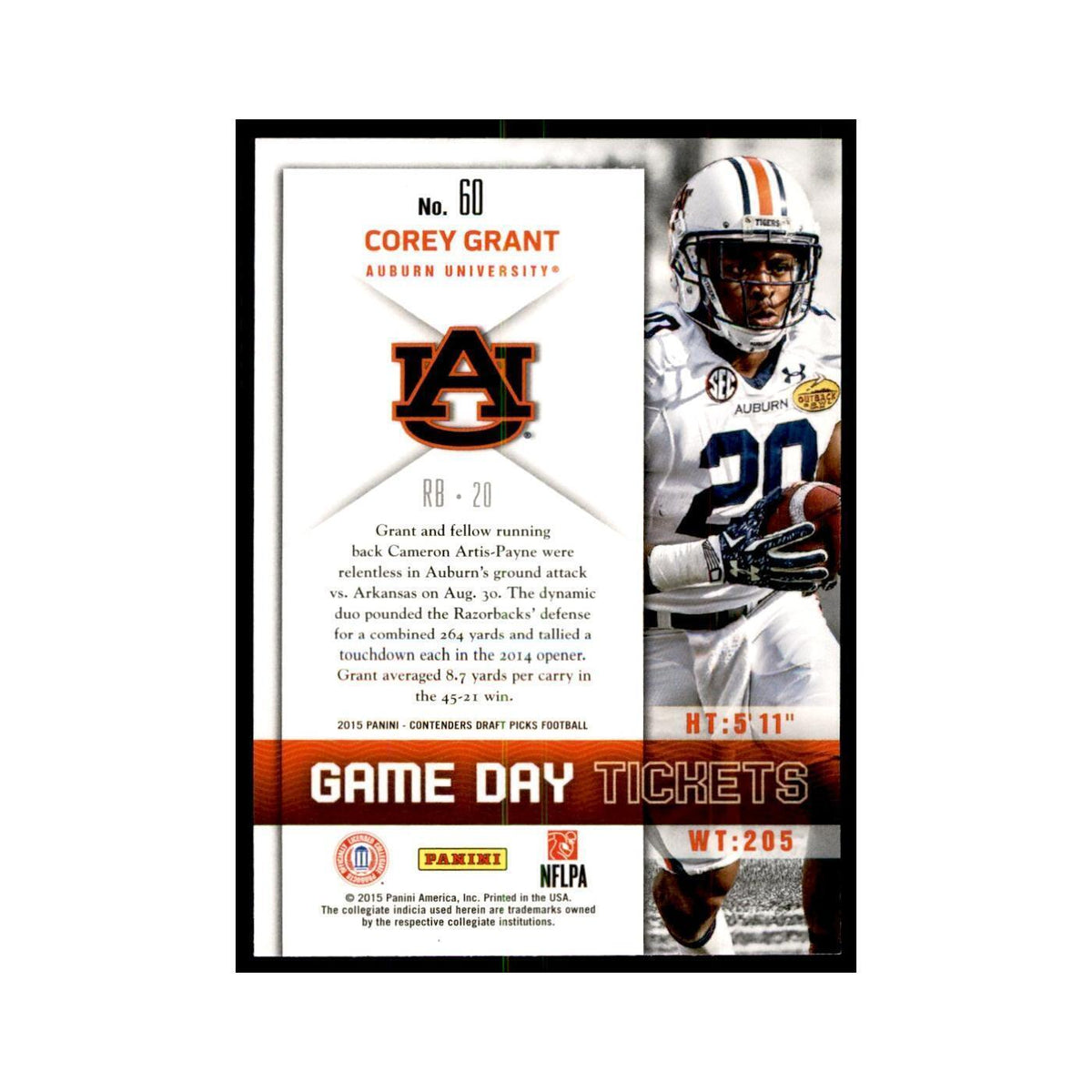 Corey Grant 2015 Panini Contenders Draft Picks #60 Football Cards NM