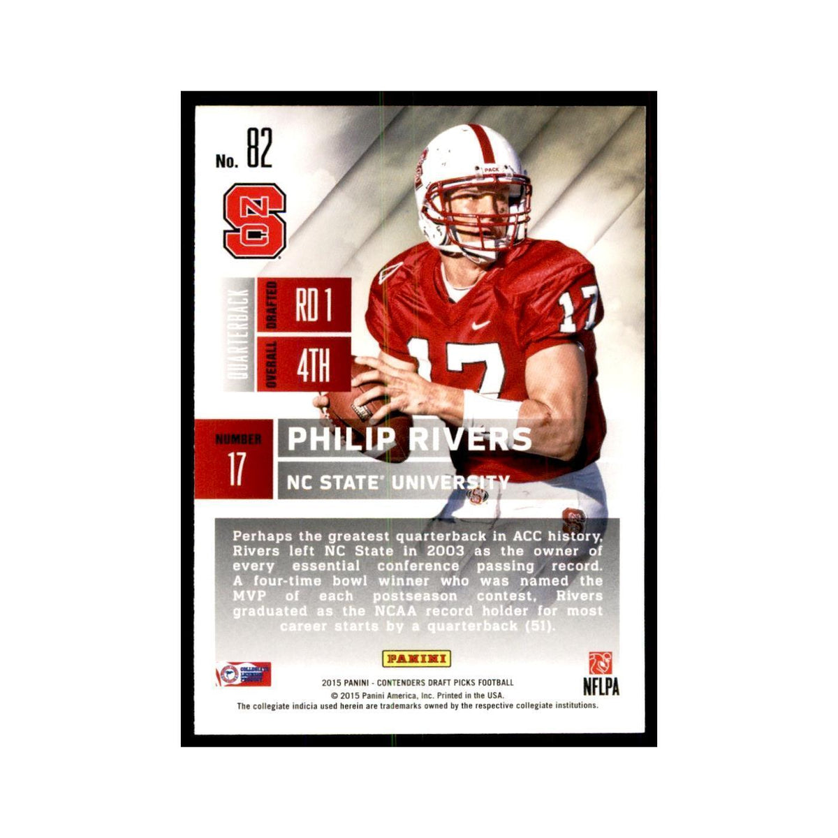 Philip Rivers 2015 Panini Contenders Draft Picks #82 Football Cards NM