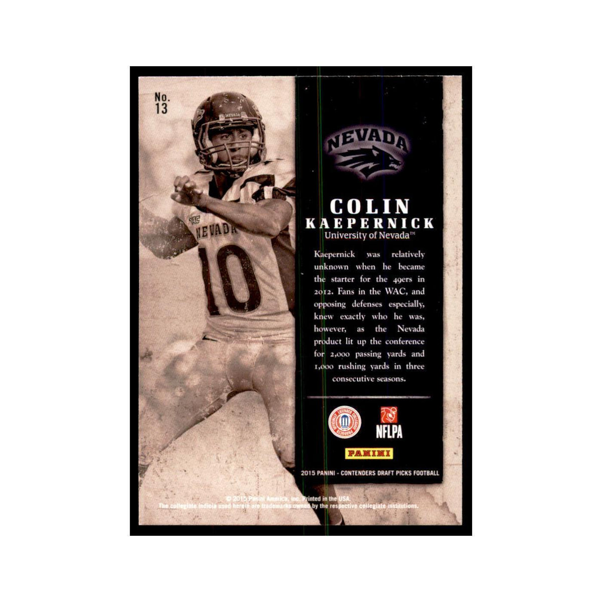 Colin Kaepernick 2015 Panini Contenders Draft Picks #13 Football Cards NM