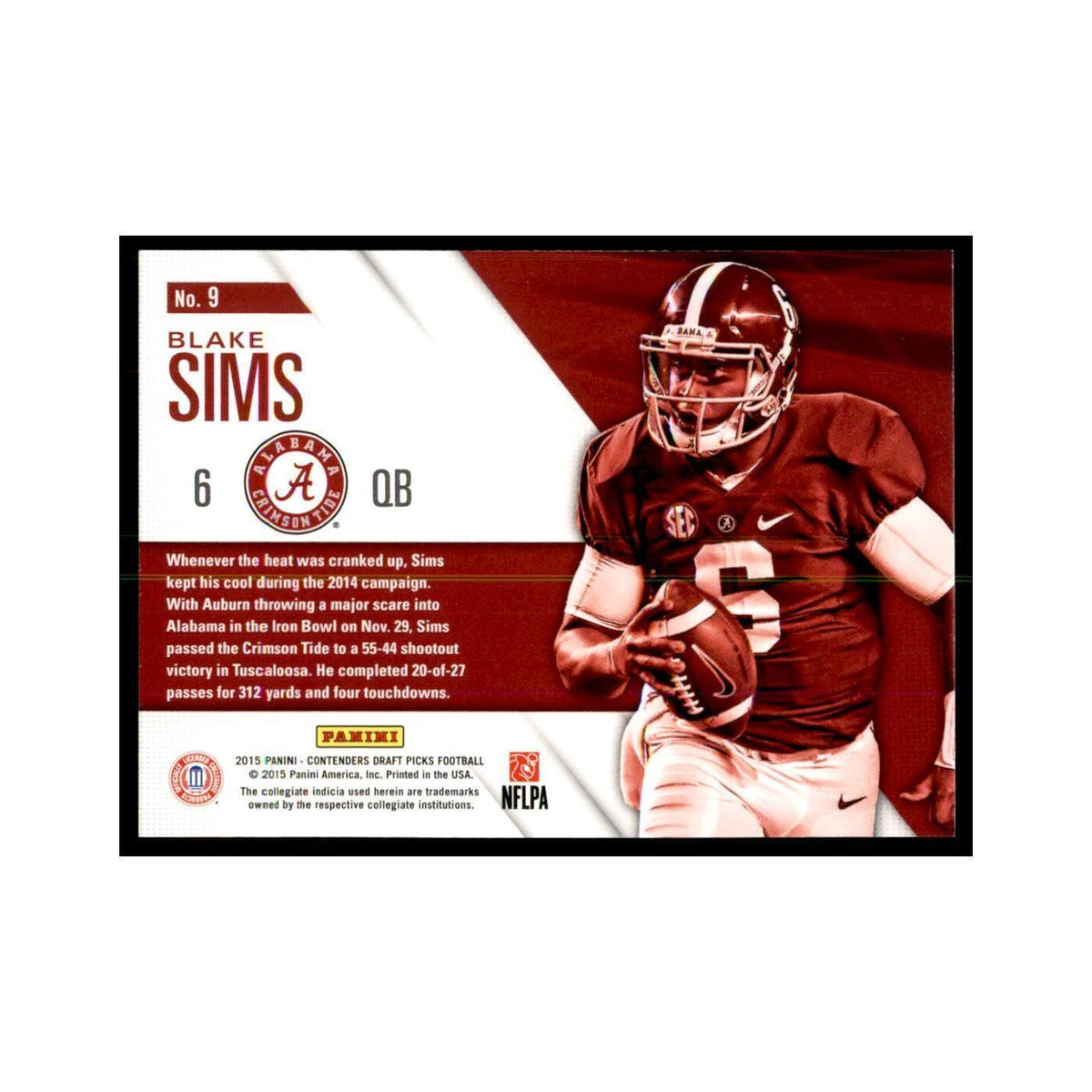 Blake Sims 2015 Panini Contenders Draft Picks #9 Football Cards Football Card NM