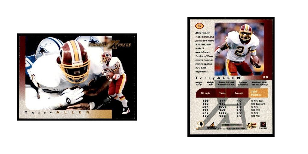 Terry Allen 1997 Pinnacle X-Press #96 Football Cards Football Card NM