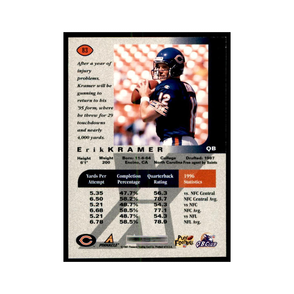 Erik Kramer 1997 Pinnacle X-Press #83 Football Cards Football Card NM