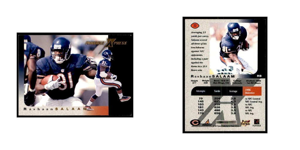 Rashaan Salaam 1997 Pinnacle X-Press #22 Football Cards Football Card NM