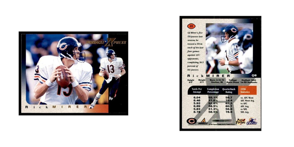 Rick Mirer 1997 Pinnacle X-Press #69 Football Cards Football Card NM