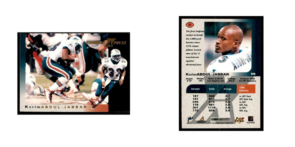 Karim Abdul-Jabbar 1997 Pinnacle X-Press #89 Football Cards Football Card NM
