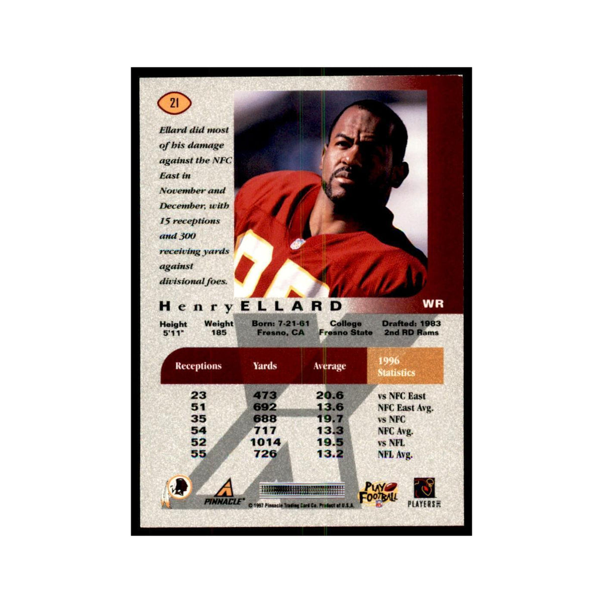 Henry Ellard 1997 Pinnacle X-Press #21 Football Cards Football Card NM