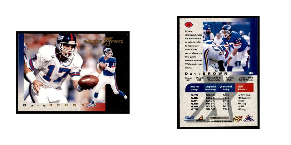 Dave Brown 1997 Pinnacle X-Press #53 Football Cards Football Card NM