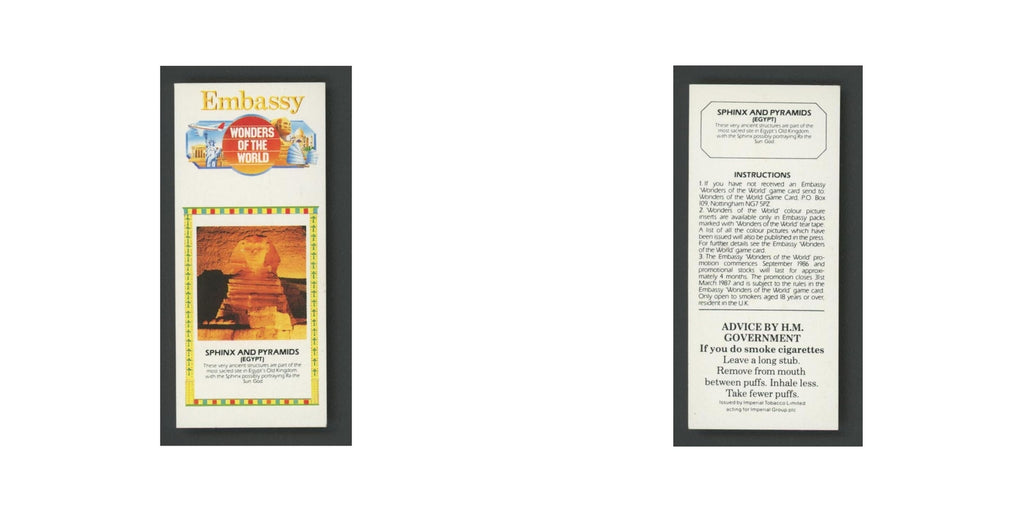 Sphinx and Pyramids 1986 Embassy Wonders of the World  EX