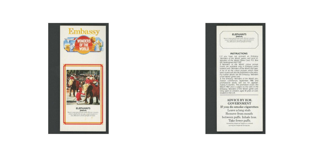 Elephants 1986 Embassy Wonders of the World  EX