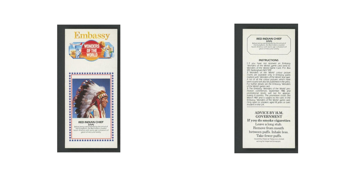 Red Indian Chief 1986 Embassy Wonders of the World EX