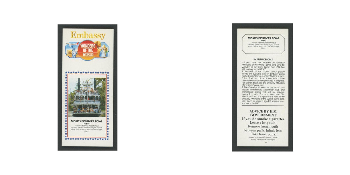 Mississippi River Boat 1986 Embassy Wonders of the World EX