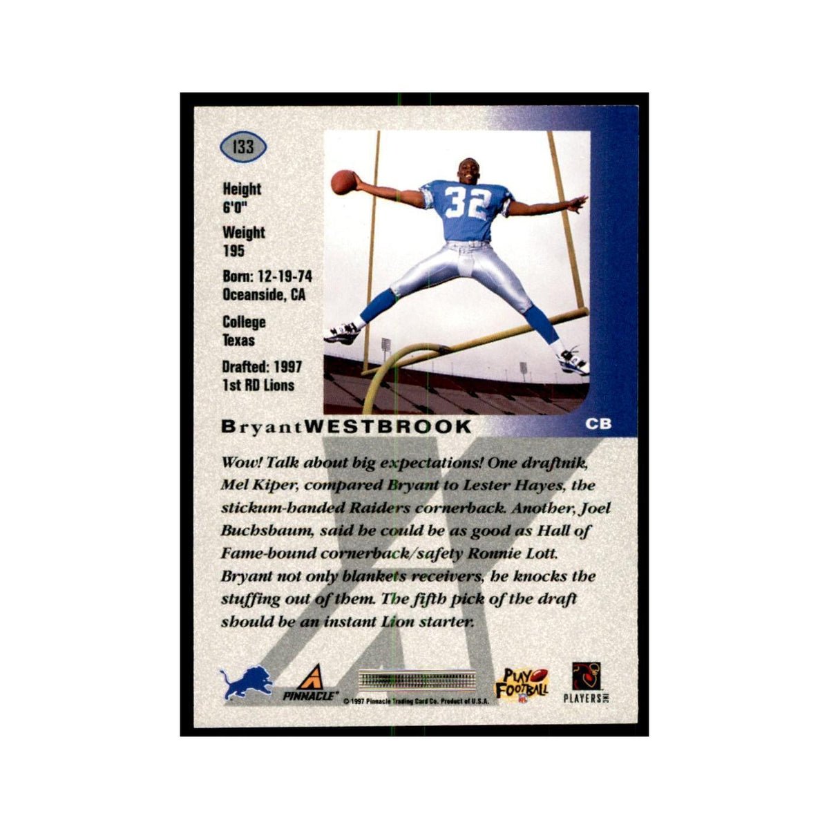 Bryant Westbrook Rookie 1997 Pinnacle X-Press #133 Football Cards NM