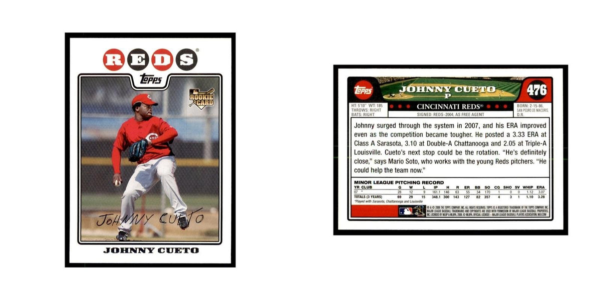 Johnny Cueto 2008 Topps #476 Baseball Cards Baseball Card NM