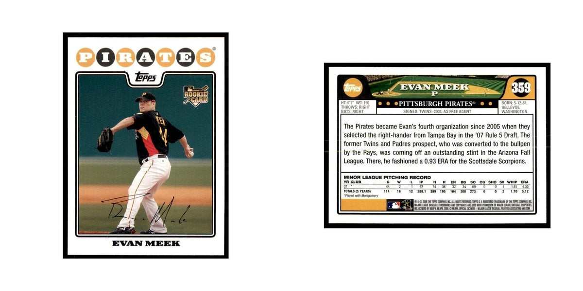 Evan Meek 2008 Topps #359 Baseball Cards Baseball Card NM
