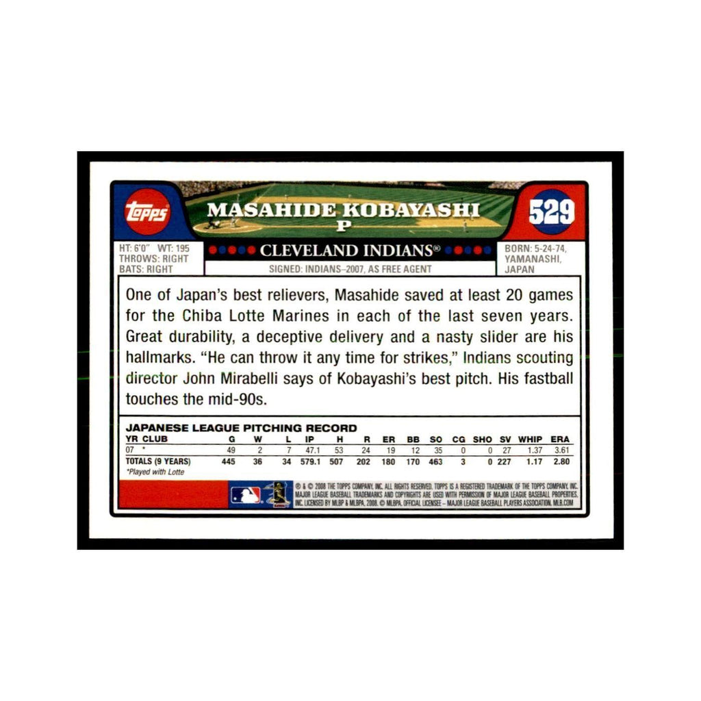 Masahide Kobayashi 2008 Topps #529 Baseball Cards Baseball Card NM
