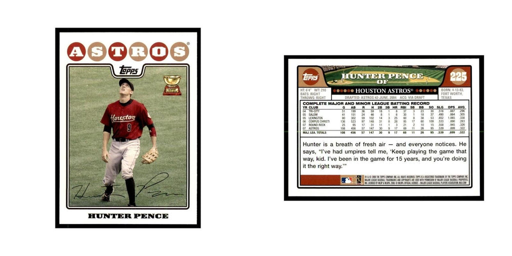 Hunter Pence 2008 Topps #225 Baseball Cards Baseball Card NM