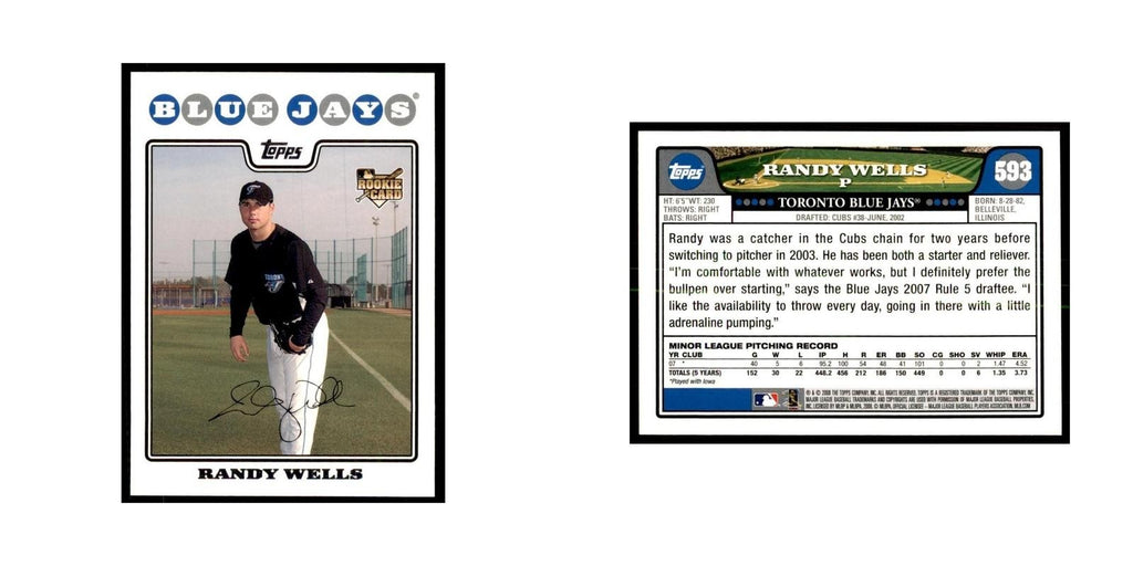 Randy Wells 2008 Topps #593 Baseball Cards Baseball Card NM