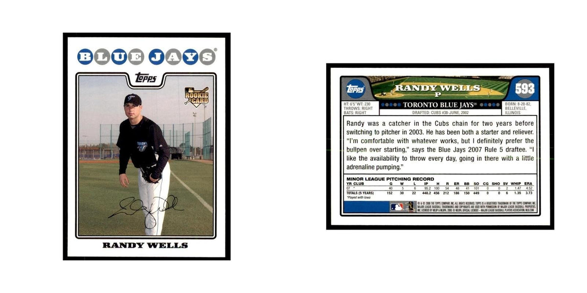 Randy Wells 2008 Topps #593 Baseball Cards Baseball Card NM