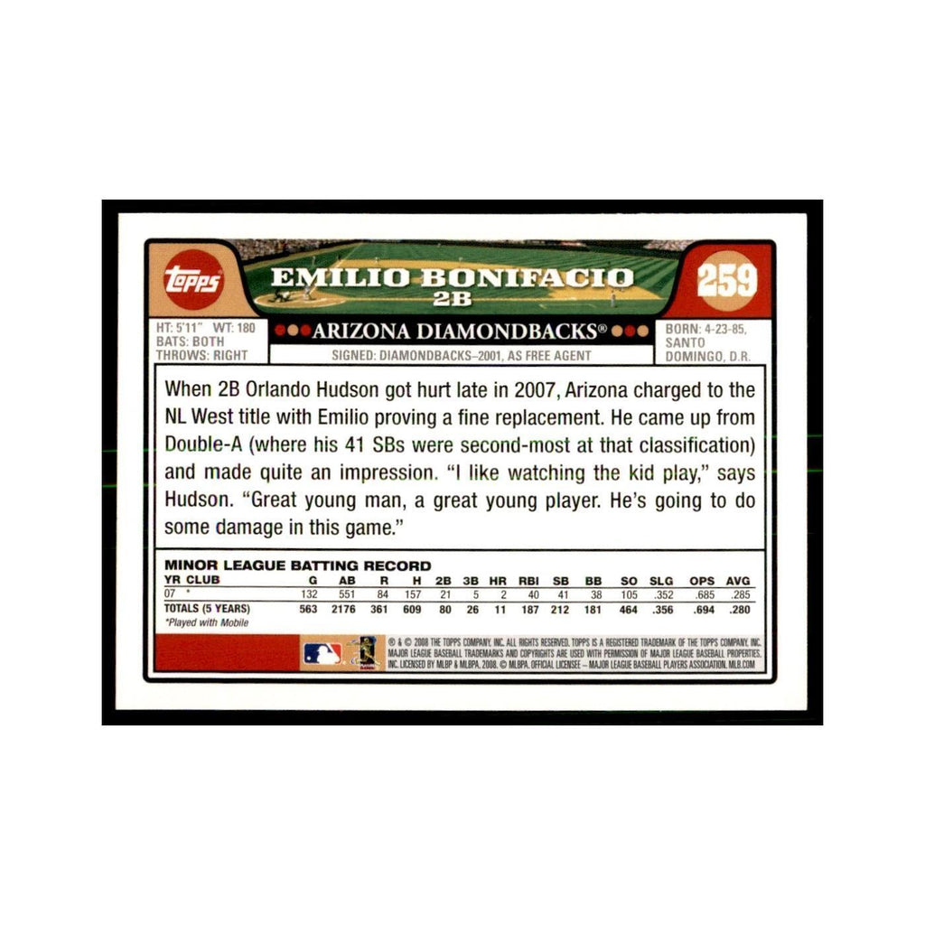 Emilio Bonifacio 2008 Topps #259 Baseball Cards Baseball Card NM
