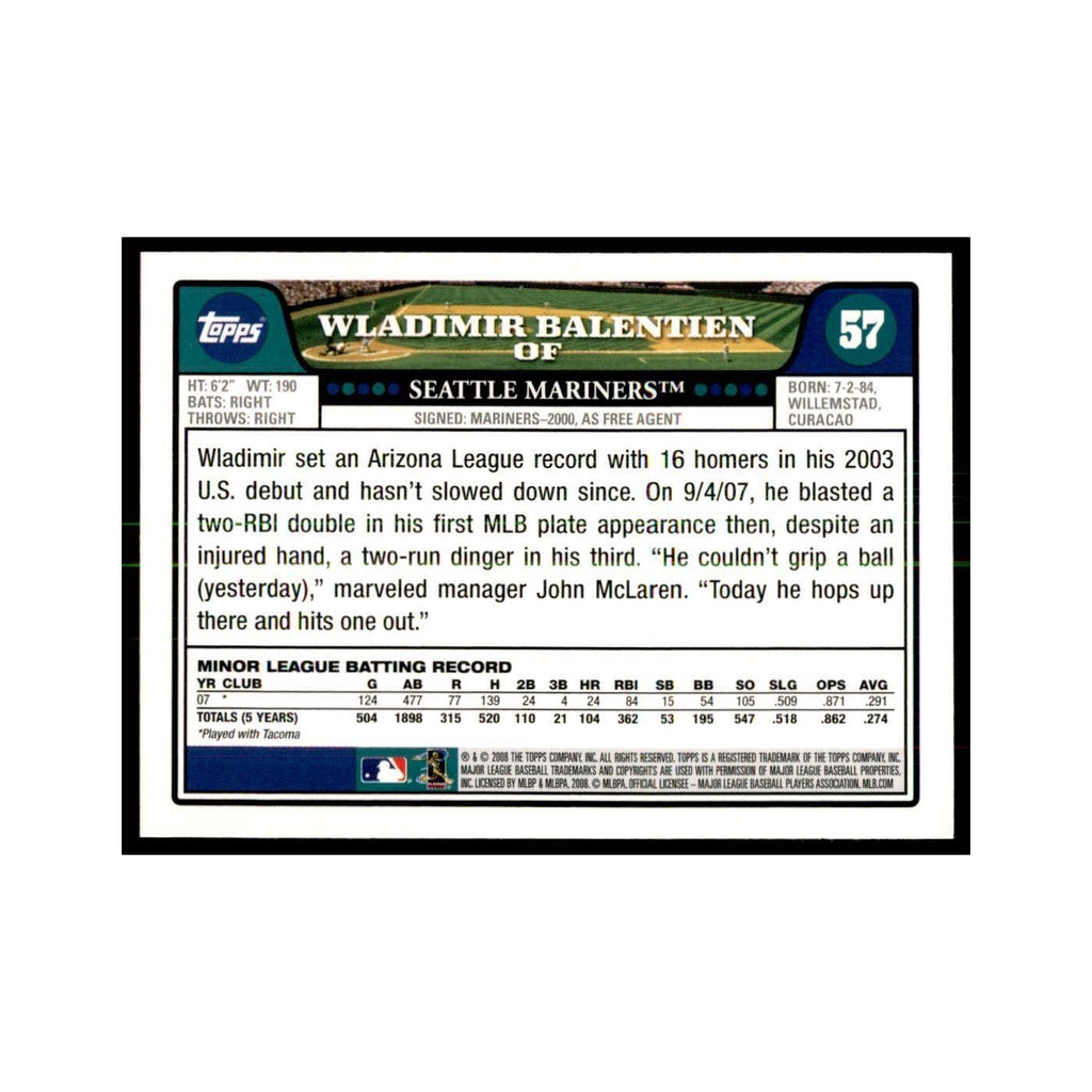 Wladimir Balentien 2008 Topps #57 Baseball Cards Baseball Card NM