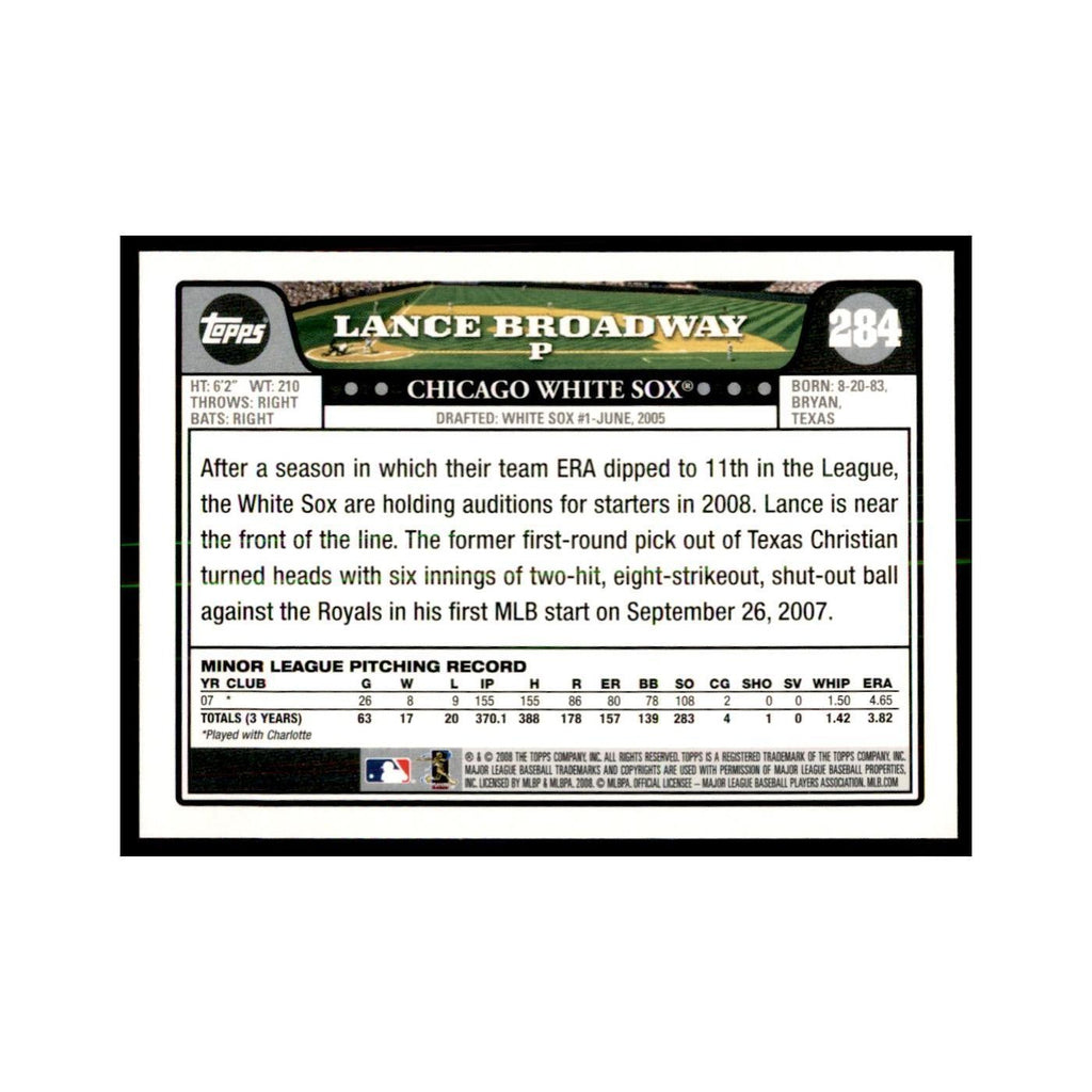 Lance Broadway 2008 Topps #284 Baseball Cards Baseball Card NM