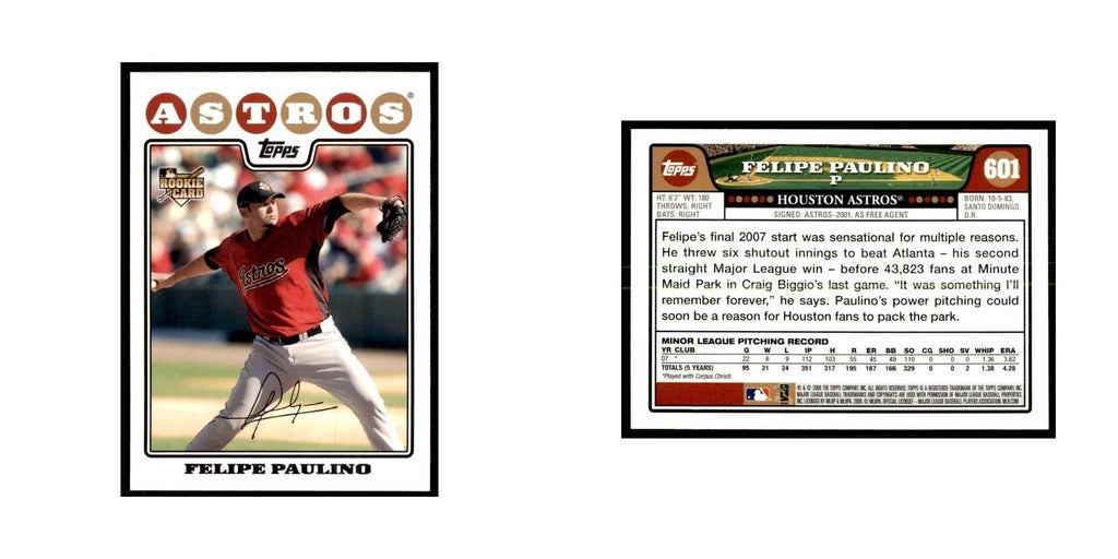 Felipe Paulino 2008 Topps #601 Baseball Cards Baseball Card NM