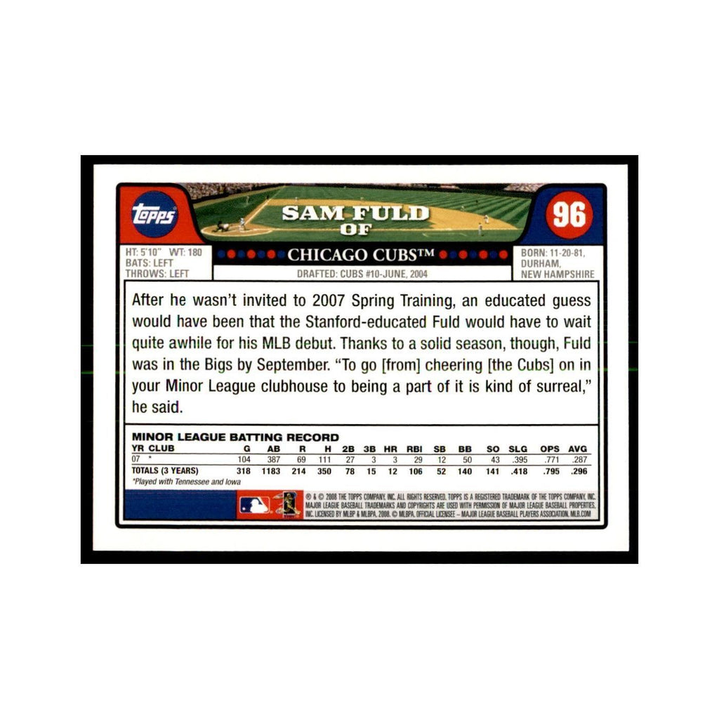 Sam Fuld 2008 Topps #96 Baseball Cards Baseball Card NM