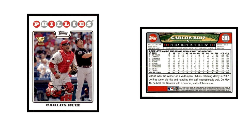 Carlos Ruiz 2008 Topps #281 Baseball Cards Baseball Card NM