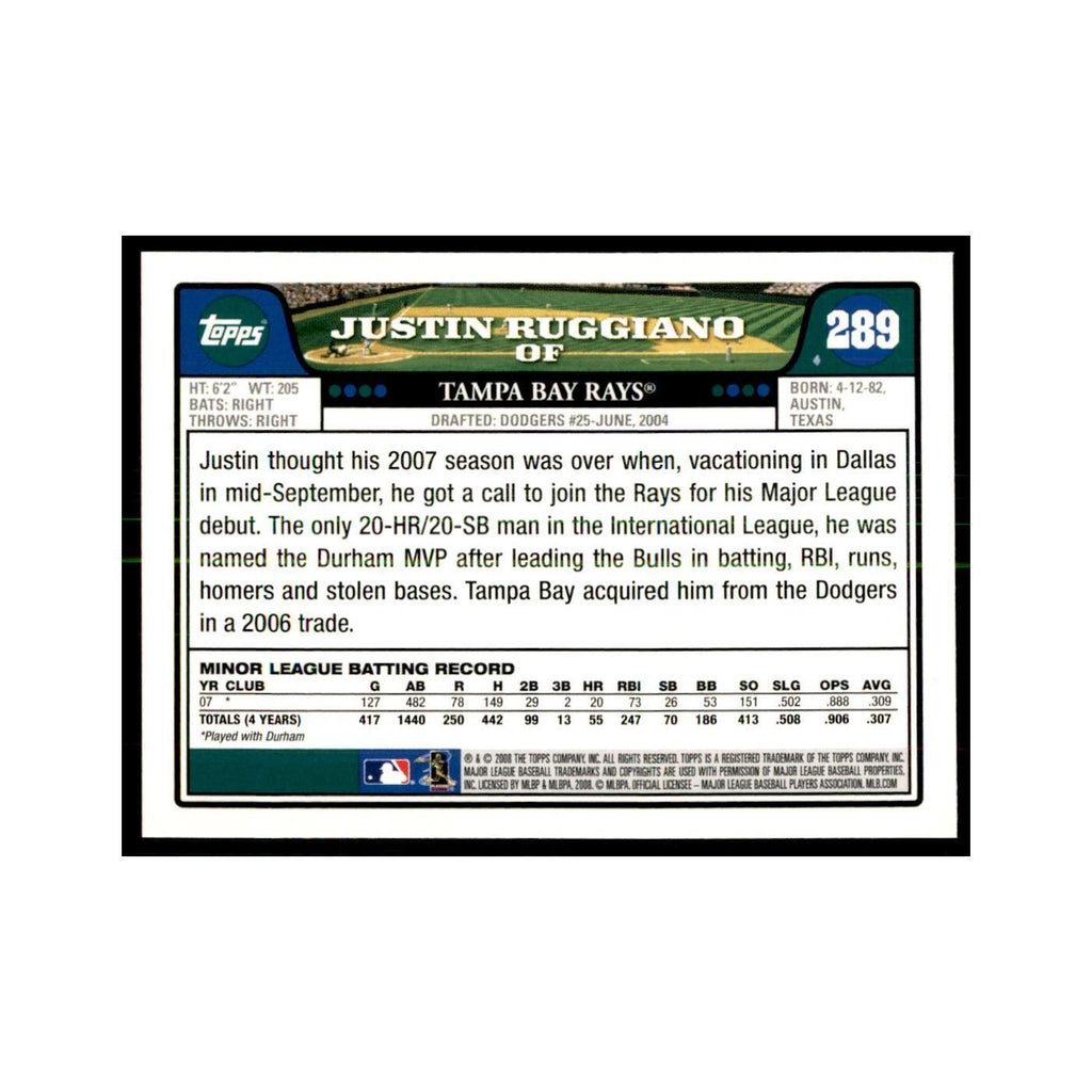 Justin Ruggiano 2008 Topps #289 Baseball Cards Baseball Card NM