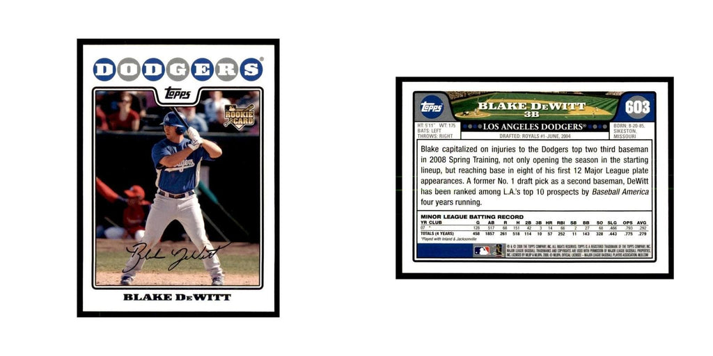 Blake DeWitt 2008 Topps #603 Baseball Cards Baseball Card NM
