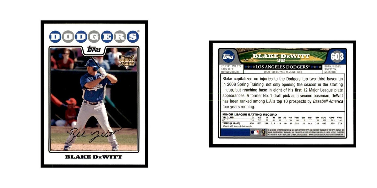 Blake DeWitt 2008 Topps #603 Baseball Cards Baseball Card NM