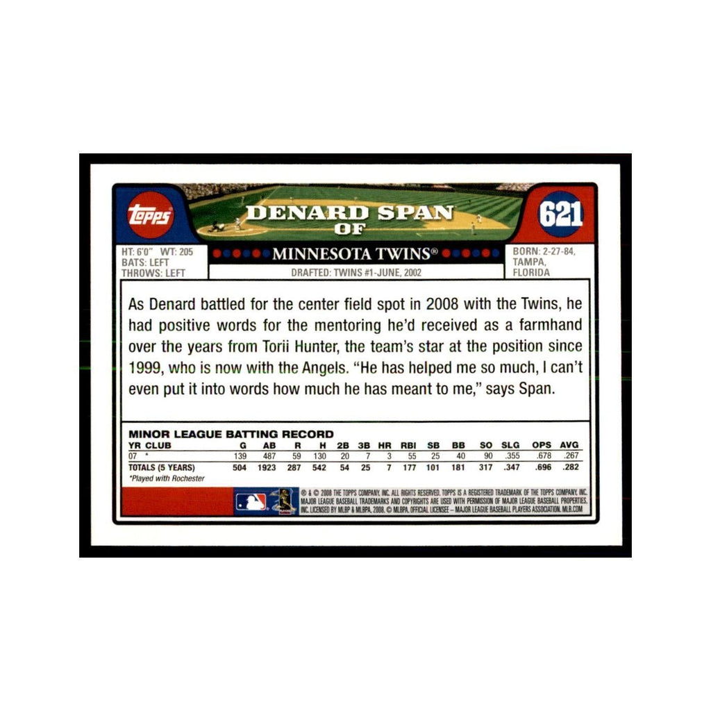 Denard Span 2008 Topps #621 Baseball Cards Baseball Card NM