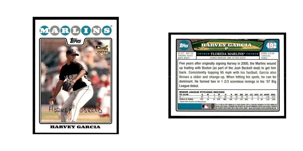 Harvey Garcia 2008 Topps #492 Baseball Cards Baseball Card NM