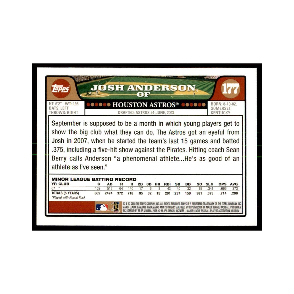Josh Anderson 2008 Topps #177 Baseball Cards Baseball Card NM