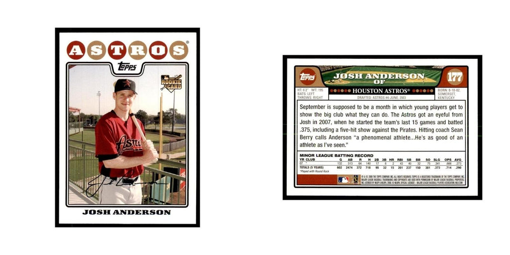 Josh Anderson 2008 Topps #177 Baseball Cards Baseball Card NM