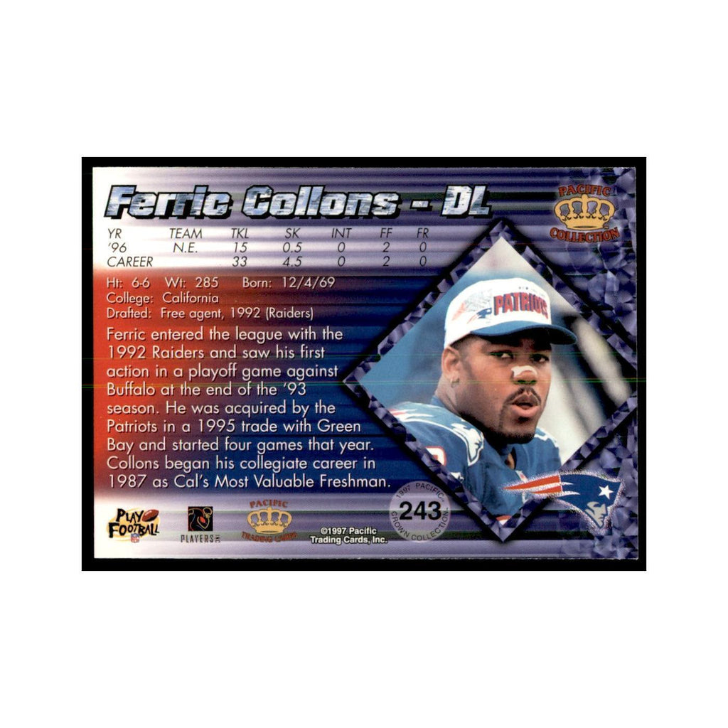Ferric Collons 1997 Pacific #243 Football Cards Football Card NM