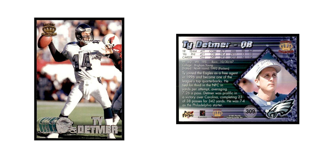 Ty Detmer 1997 Pacific #309 Football Cards Football Card NM