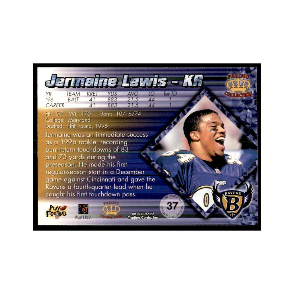 Jermaine Lewis 1997 Pacific #37 Football Cards Football Card NM