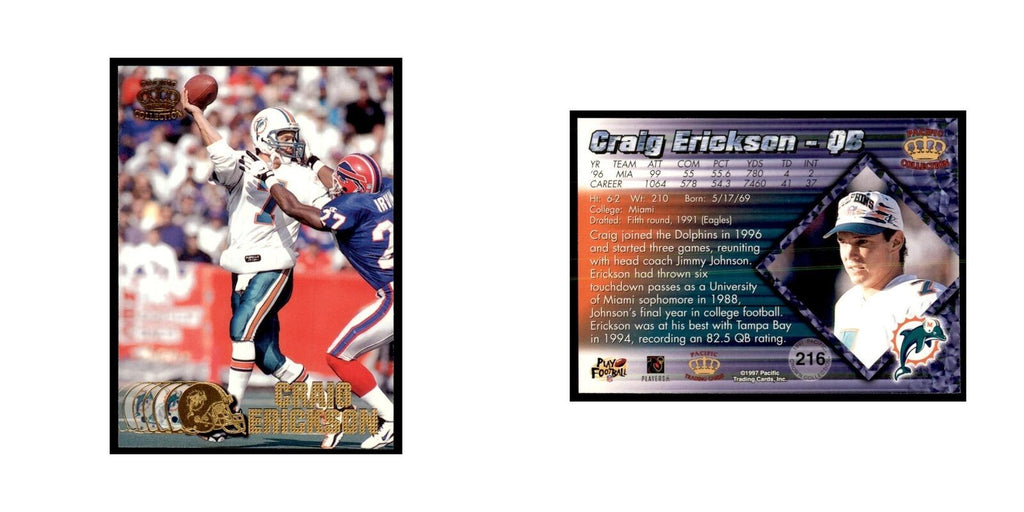 Craig Erickson 1997 Pacific #216 Football Cards Football Card NM